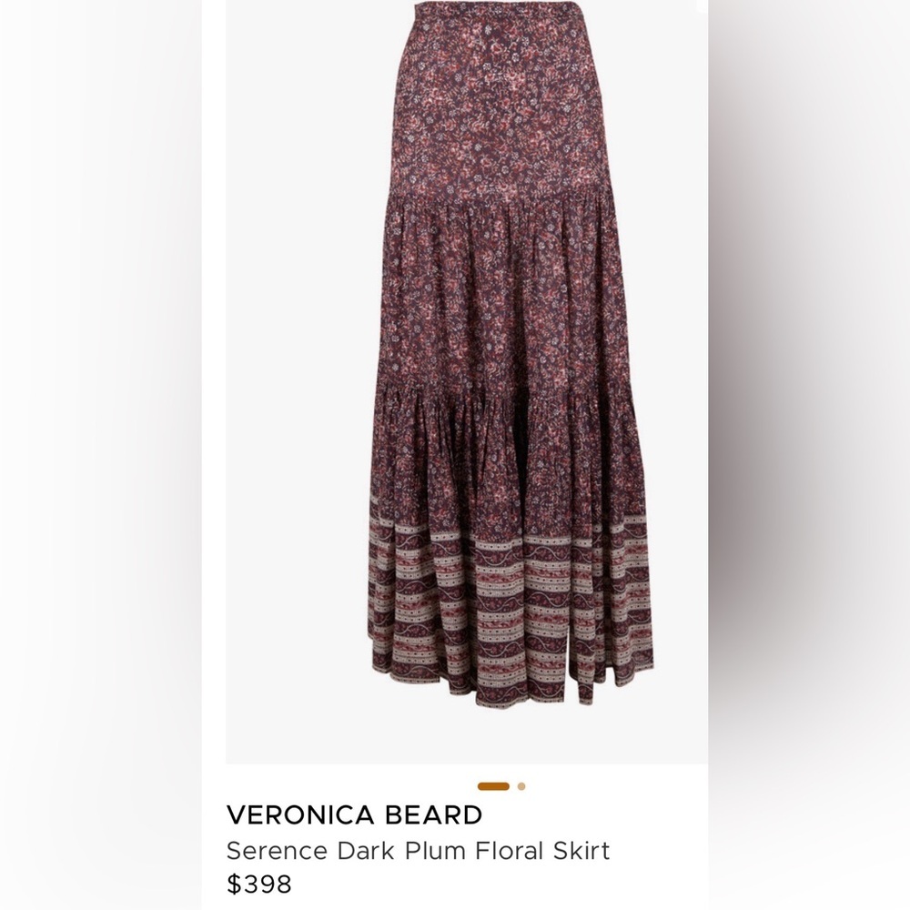 VERONICA BEARD Serence Dark Plum Floral Tiered Maxi Skirt XS